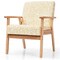 Costway 2PCS Accent Armchair Upholstered Chair Home Office w/ Wooden Frame White/Blue/Yellow